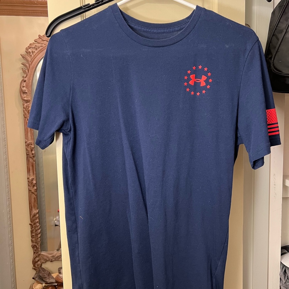 Under Armour Navy Blue Tee with Red Accents